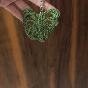 Crochet leaf keychain