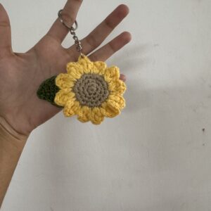 Crochet sunflower keychain