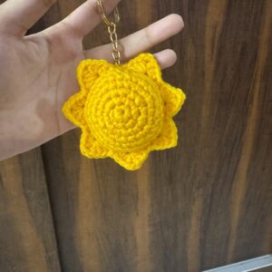 Crochet sun keychain