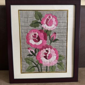 Rose embroidered wall frame